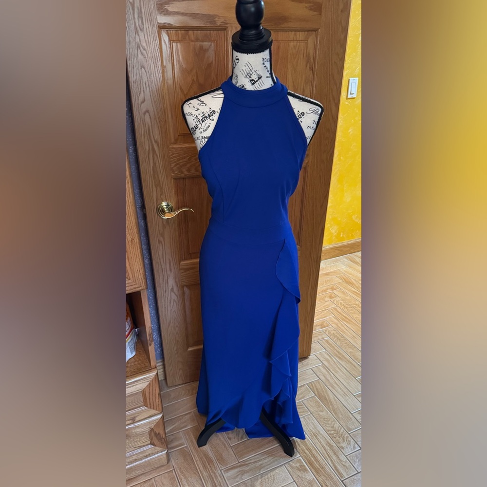 Elegant Blue Halter Dress